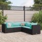 Preview: ARDEBO.de - 5-tlg. Garten-Lounge-Set mit Kissen Schwarz Poly Rattan