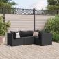 Preview: ARDEBO.de - 4-tlg. Garten-Lounge-Set mit Kissen Schwarz Poly Rattan