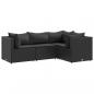 Preview: 4-tlg. Garten-Lounge-Set mit Kissen Schwarz Poly Rattan