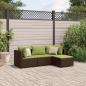 Preview: ARDEBO.de - 4-tlg. Garten-Lounge-Set mit Kissen Braun Poly Rattan