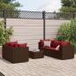 Preview: ARDEBO.de - 6-tlg. Garten-Lounge-Set mit Kissen Braun Poly Rattan