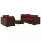 Preview: 6-tlg. Garten-Lounge-Set mit Kissen Braun Poly Rattan