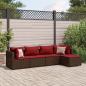 Preview: ARDEBO.de - 5-tlg. Garten-Lounge-Set mit Kissen Braun Poly Rattan