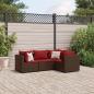 Preview: ARDEBO.de - 4-tlg. Garten-Lounge-Set mit Kissen Braun Poly Rattan