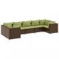 Preview: 7-tlg. Garten-Lounge-Set mit Kissen Braun Poly Rattan