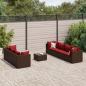 Preview: ARDEBO.de - 8-tlg. Garten-Lounge-Set mit Kissen Braun Poly Rattan