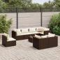 Preview: ARDEBO.de - 9-tlg. Garten-Lounge-Set mit Kissen Braun Poly Rattan