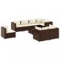 Preview: 9-tlg. Garten-Lounge-Set mit Kissen Braun Poly Rattan