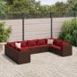 Preview: ARDEBO.de - 9-tlg. Garten-Lounge-Set mit Kissen Braun Poly Rattan