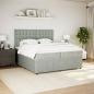 Preview: Boxspringbett mit Matratze Hellgrau 200x200 cm Samt