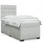 Preview: ARDEBO.de - Boxspringbett mit Matratze Hellgrau 80x200 cm Samt