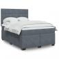 Preview: ARDEBO.de - Boxspringbett mit Matratze Dunkelgrau 140x190 cm Samt