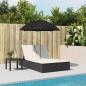 Preview: Doppel-Sonnenliege mit Kissen&Sonnenschirm Schwarz Poly Rattan