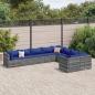 Preview: ARDEBO.de - 9-tlg. Garten-Sofagarnitur mit Kissen Grau Poly Rattan