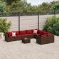 Preview: ARDEBO.de - 10-tlg. Garten-Sofagarnitur mit Kissen Braun Poly Rattan