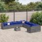 Preview: ARDEBO.de - 11-tlg. Garten-Sofagarnitur mit Kissen Grau Poly Rattan