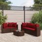 Preview: ARDEBO.de - 6-tlg. Garten-Sofagarnitur mit Kissen Braun Poly Rattan