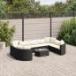 Preview: ARDEBO.de - 10-tlg. Garten-Sofagarnitur mit Kissen Schwarz Poly Rattan