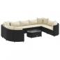 Preview: 10-tlg. Garten-Sofagarnitur mit Kissen Schwarz Poly Rattan