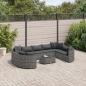 Preview: ARDEBO.de - 10-tlg. Garten-Sofagarnitur mit Kissen Grau Poly Rattan