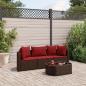 Preview: ARDEBO.de - 4-tlg. Garten-Sofagarnitur mit Kissen Braun Poly Rattan