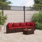 Preview: ARDEBO.de - 5-tlg. Garten-Sofagarnitur mit Kissen Braun Poly Rattan