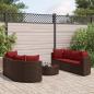 Preview: ARDEBO.de - 7-tlg. Garten-Sofagarnitur mit Kissen Braun Poly Rattan