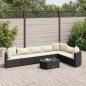 Preview: ARDEBO.de - 8-tlg. Garten-Sofagarnitur mit Kissen Schwarz Poly Rattan