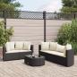 Preview: ARDEBO.de - 6-tlg. Garten-Sofagarnitur mit Kissen Schwarz Poly Rattan