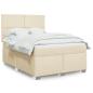 Preview: ARDEBO.de - Boxspringbett mit Matratze Creme 140x200 cm Stoff