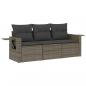 Preview: 3-tlg. Garten-Sofagarnitur mit Kissen Grau Poly Rattan