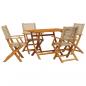 Preview: 5-tlg. Garten-Essgruppe Beige Poly Rattan und Massivholz