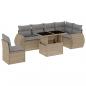 Preview: 7-tlg. Garten-Sofagarnitur mit Kissen Beige Poly Rattan