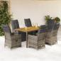 Preview: ARDEBO.de - 7-tlg. Garten-Bistro-Set mit Kissen Grau Poly Rattan