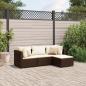 Preview: ARDEBO.de - 4-tlg. Garten-Lounge-Set mit Kissen Braun Poly Rattan