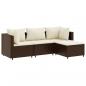 Preview: 4-tlg. Garten-Lounge-Set mit Kissen Braun Poly Rattan