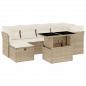 Preview: 7-tlg. Garten-Sofagarnitur mit Kissen Beige Poly Rattan