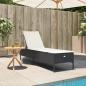 Preview: Sonnenliege mit Auflage Schwarz Poly-Rattan