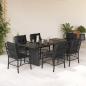 Preview: ARDEBO.de - 7-tlg. Garten-Essgruppe mit Kissen Schwarz Poly Rattan