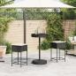 Preview: 3-tlg. Gartenbar-Set mit Kissen Schwarz Poly Rattan