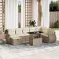 Preview: ARDEBO.de - 9-tlg. Garten-Sofagarnitur mit Kissen Beige Poly Rattan