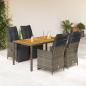 Preview: ARDEBO.de - 5-tlg. Garten-Bistro-Set mit Kissen Grau Poly Rattan