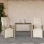 Preview: ARDEBO.de - 3-tlg. Garten-Bistro-Set mit Kissen Beige Poly Rattan