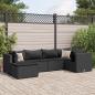 Preview: ARDEBO.de - 6-tlg. Garten-Lounge-Set mit Kissen Schwarz Poly Rattan