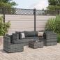 Preview: ARDEBO.de - 6-tlg. Garten-Lounge-Set mit Kissen Grau Poly Rattan