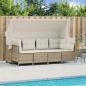 Preview: ARDEBO.de - 5-tlg. Garten-Sofagarnitur mit Kissen Beige Poly Rattan