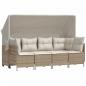 Preview: 5-tlg. Garten-Sofagarnitur mit Kissen Beige Poly Rattan