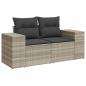 Preview: Gartensofa mit Kissen 2-Sitzer Hellgrau Poly Rattan