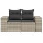 Preview: Gartensofa mit Kissen 2-Sitzer Hellgrau Poly Rattan