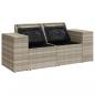 Preview: Gartensofa mit Kissen 2-Sitzer Hellgrau Poly Rattan